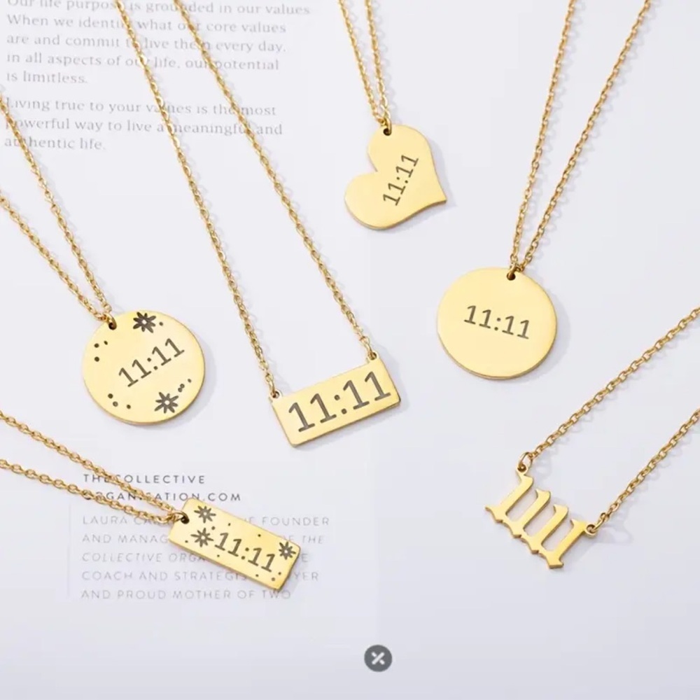 Vintage 11:11 Angel Number Necklace. Stainless Steel Gold Plated Necklace. 🪽 - Picture 3 of 3